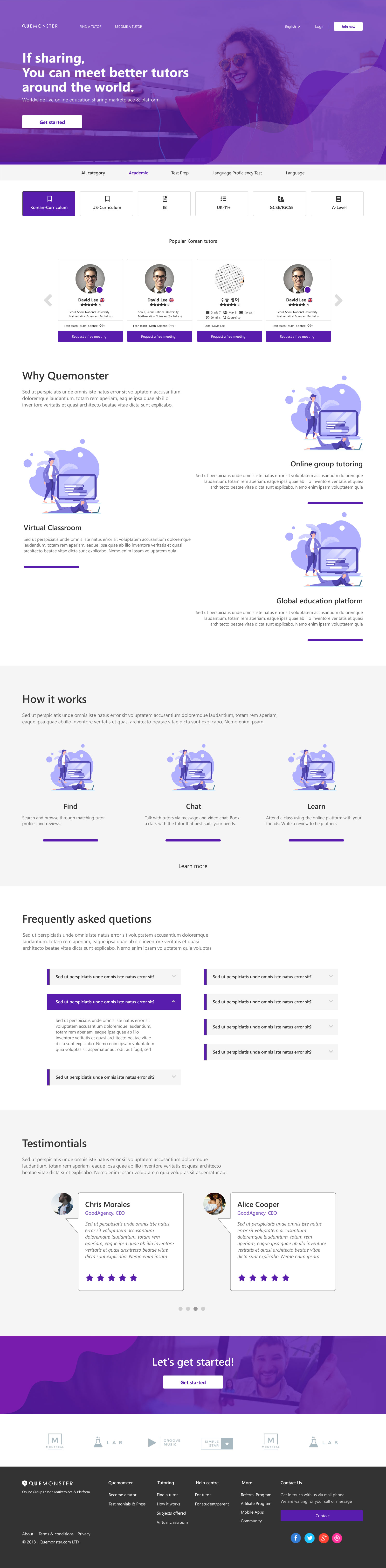 Quemonster Student Landing Page