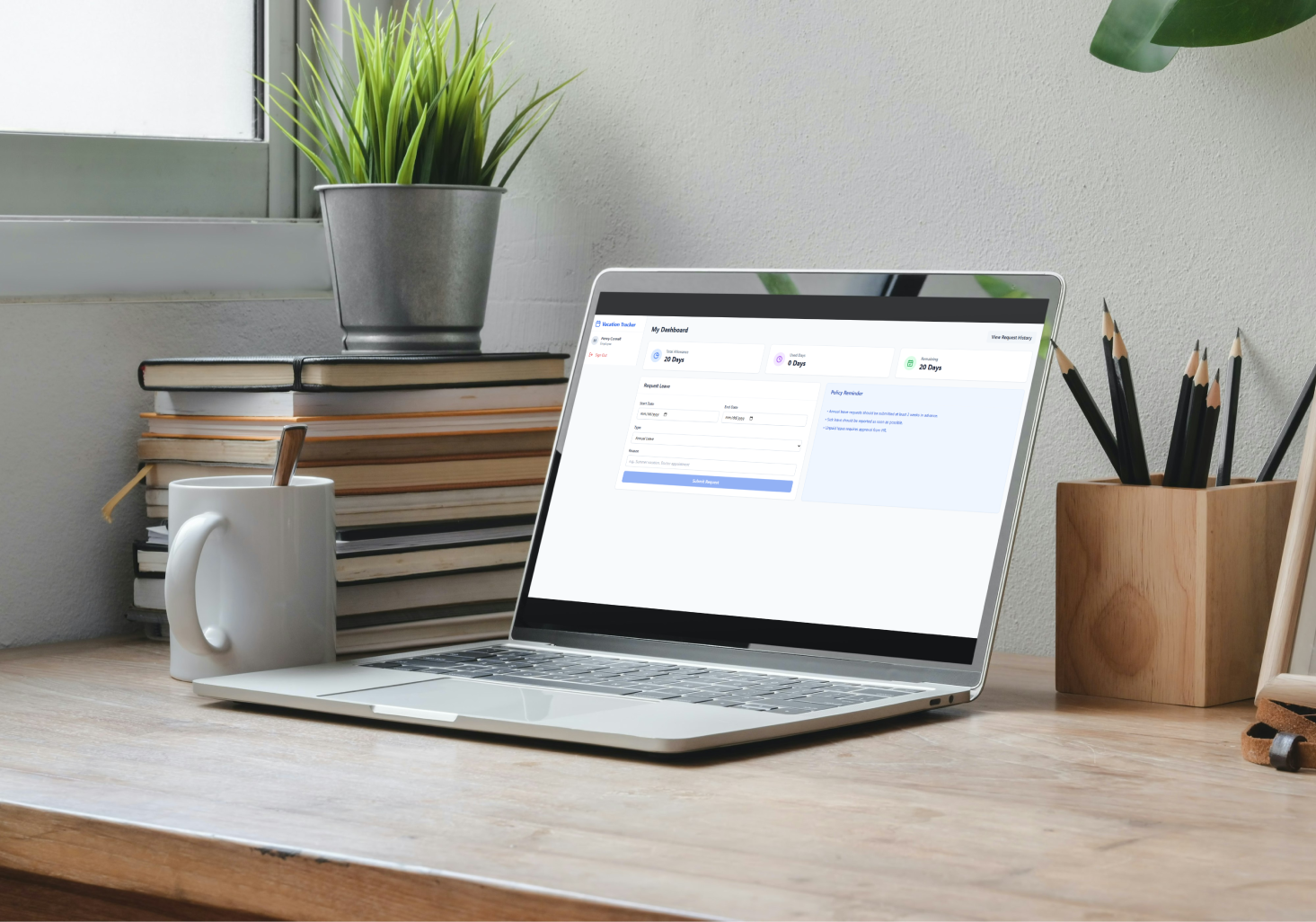 Employee Vacation Tracker — desktop mockup